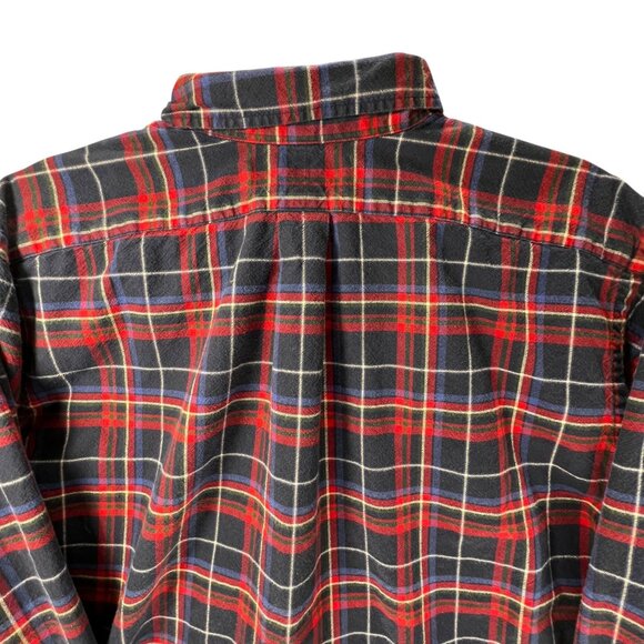 Ralph Lauren Mens Flannel Shirt Navy Blue Red Plaid Button Up XL Classic Fit - Picture 4 of 14
